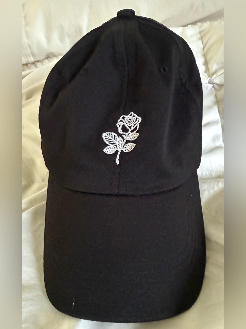 Y.F Black Rose Embroidered Baseball Cap - Adjustable